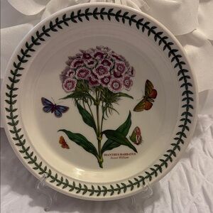 Portmeirion Floral Plate with Green and Purple Accents